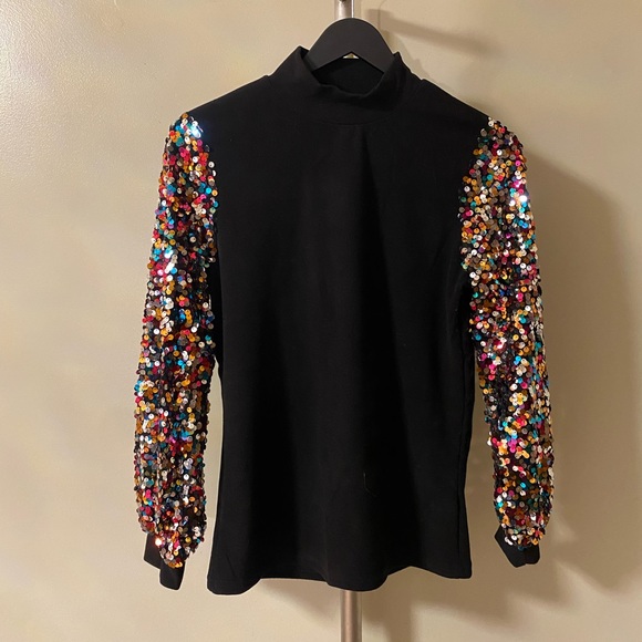 Tops - Standout Sequin Mock Turtleneck